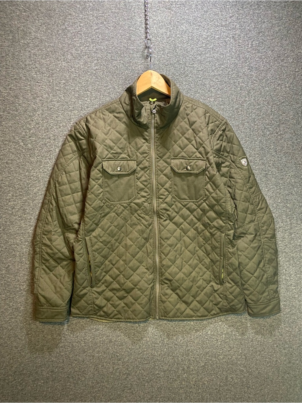 KUHL Projekt Mens XL Quilted Wool Blend Jacket Military Olive Green FullZipCoat